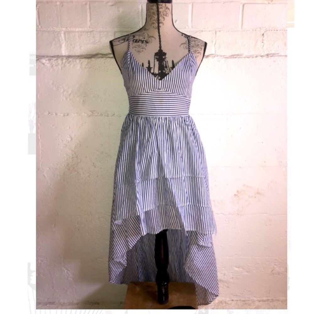 Blue & White striped teared Dress